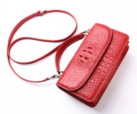 Crocodile Clutch Evening Bag, Handbag, Crossbody Bag-Strap