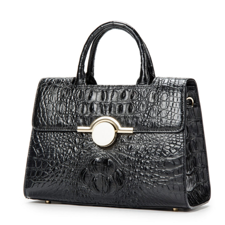 Crocodile Handbag Shoulder Bag Satchel Bag-Black