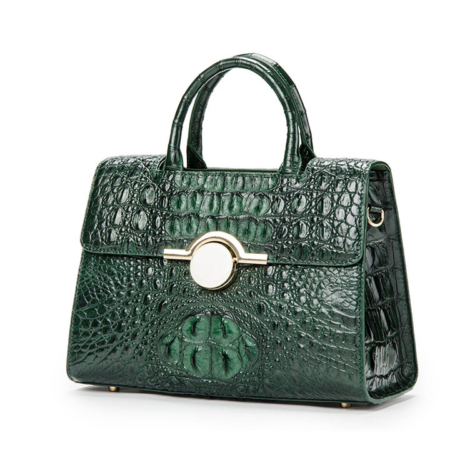 Crocodile Handbag Shoulder Bag Satchel Bag-Dark green