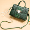 Crocodile Handbag Shoulder Bag Satchel Bag-Dark green-Exhibition