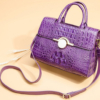 Crocodile Handbag Shoulder Bag Satchel Bag-Purple-Exhibition