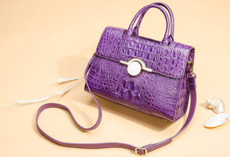 Crocodile Handbag Shoulder Bag Satchel Bag-Purple-Exhibition