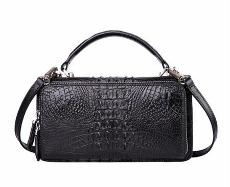 Crocodile Leather Clutch Evening Bag, Small Crocodile Leather Handbag-Back