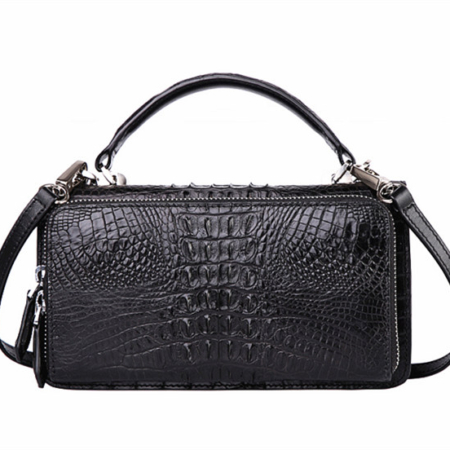 Crocodile Leather Clutch Evening Bag, Small Crocodile Leather Handbag-Back