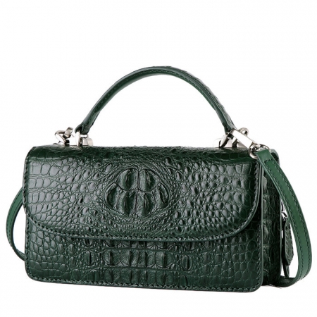 Crocodile Leather Clutch Evening Bag, Small Crocodile Leather Handbag-Drak Green