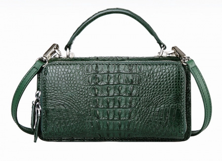 Crocodile Leather Clutch Evening Bag, Small Crocodile Leather Handbag-Drak Green-Back