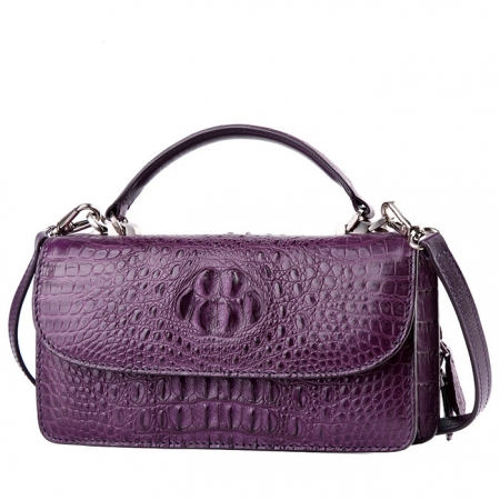 Crocodile Leather Clutch Evening Bag, Small Crocodile Leather Handbag-purple