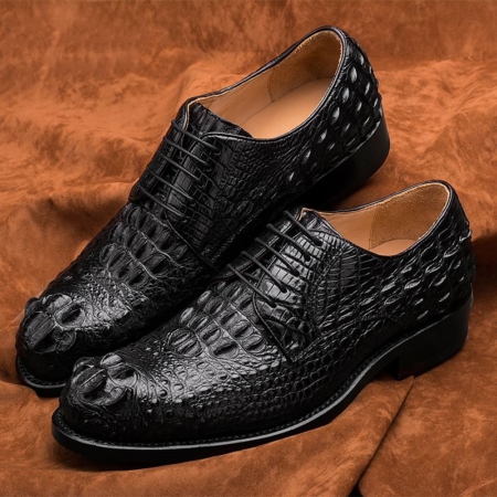 Crocodile Leather Shoes-Black