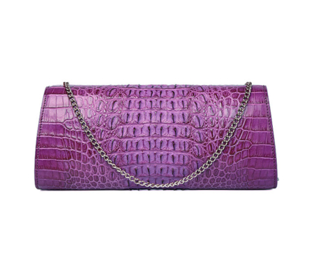 Crocodile Purse, Crocodile Shoulder Clutch-Back