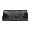 Crocodile Purse, Crocodile Shoulder Clutch-Black-Back