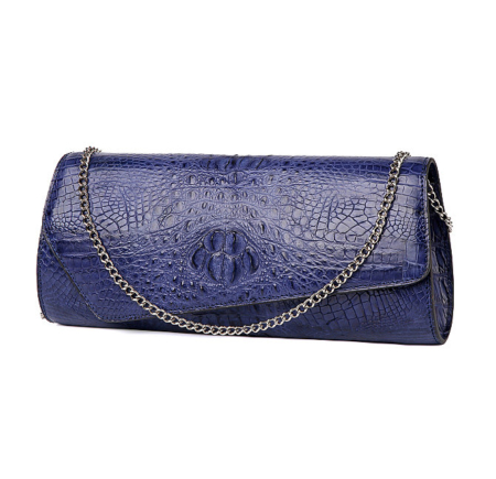 Crocodile Purse, Crocodile Shoulder Clutch-Dark Blue