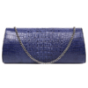 Crocodile Purse, Crocodile Shoulder Clutch-Dark Blue-Back