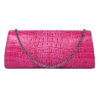 Crocodile Purse, Crocodile Shoulder Clutch-Pink-Back