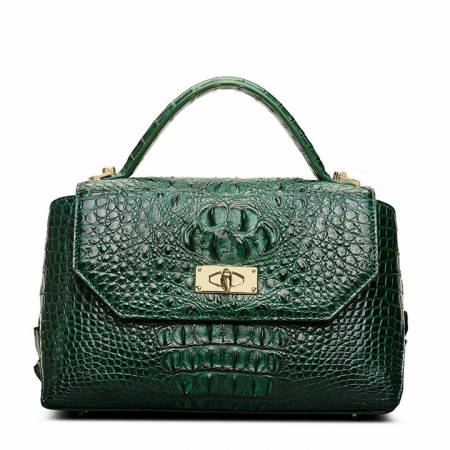 Designer Crocodile Leather Handbag-Green
