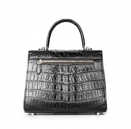 Elegant High-end Crocodile Handbag Purse Crossbody Bag-Black-Back