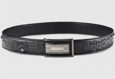 Elegant, Stylish Genuine Crocodile Belt-Black-Lay