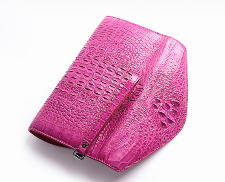 Evening Crocodile Purse, Crocodile Clutch Bag-Pink-Back