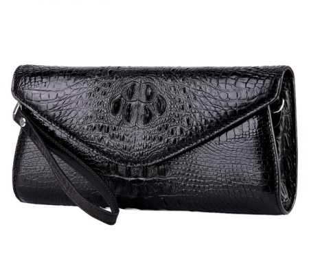 Evening Crocodile Purse, Crocodile Clutch Bag, Wrist Bag-Black