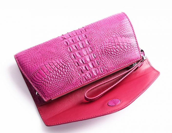 Crocodile Print Clutch with Wrist Strap