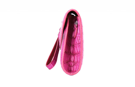 Evening Crocodile Purse, Crocodile Clutch Bag, Wrist Bag-Pink-Side