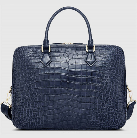 Fashion Alligator Bag, Luxury Alligator Briefcase for Men-Blue-Back