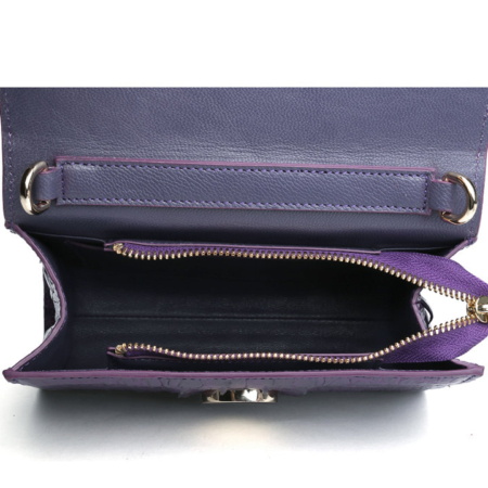 Fashion Alligator Crossbody, Shoulder, Purse-Purple-Inside