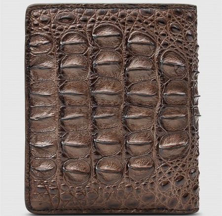 Fashion Bifold Genuine Crocodile Wallet-Brown-Bottom