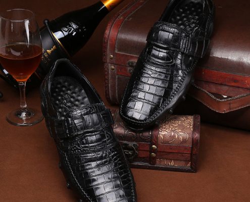 Fashion black alligator skin shoes for men