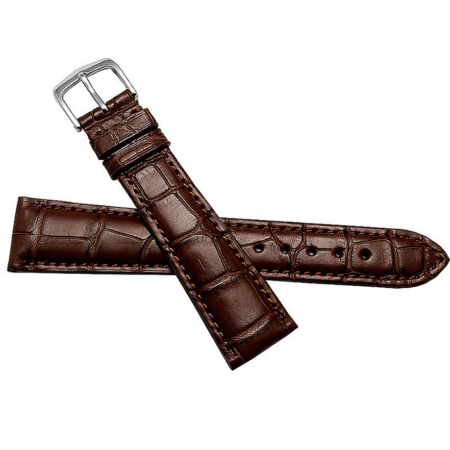 Genuine Alligator Leather Watch Strap, Classic Alligator Apple Watch Strap-Brown-Front