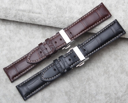 Genuine Alligator Watch Strap With Butterfly Buckle, Alligator Apple Watch Band-Front