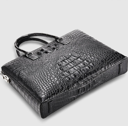 Genuine Back Crocodile Bag,Crocodile Business Bag for Men-Bottom