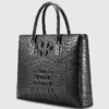 Genuine Back Crocodile Briefcase,Crocodile Business Bag for Men-Left