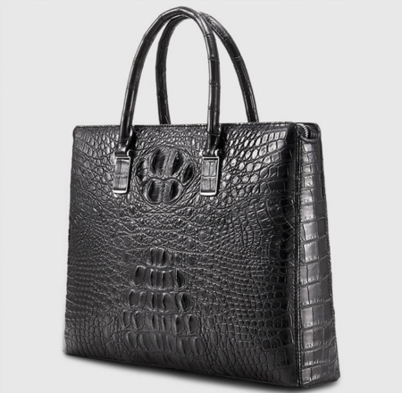 Genuine Back Crocodile Briefcase,Crocodile Business Bag for Men-Left