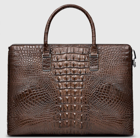 Genuine Brown Crocodile Briefcase,Crocodile Business Bag for Men-Back