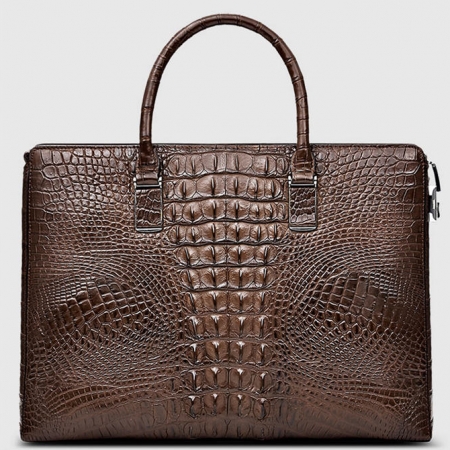 Genuine Brown Crocodile Briefcase,Crocodile Business Bag for Men-Back