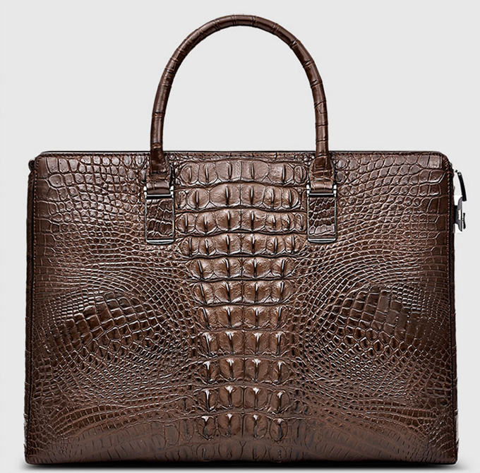 Genuine Crocodile Briefcase, Crocodile Business Bag for Men