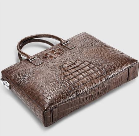 Genuine Brown Crocodile Briefcase,Crocodile Business Bag for Men-Bottom