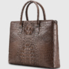 Genuine Brown Crocodile Briefcase,Crocodile Business Bag for Men-Left