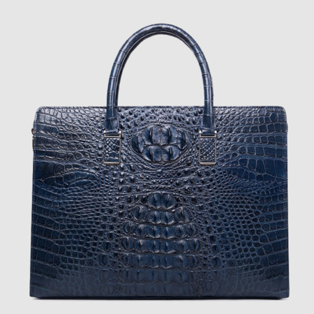 Genuine Crocodile Briefcase, Crocodile Business Bag for Men-Blue