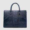 Genuine Crocodile Briefcase, Crocodile Business Bag for Men-Blue-Back
