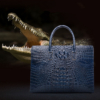 Genuine Crocodile Briefcase, Crocodile Business Bag for Men-Blue-Exhibition