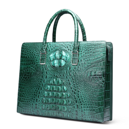 Genuine Crocodile Briefcase, Crocodile Business Bag for Men-Green