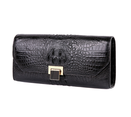 Genuine Crocodile Purse, Crocodile Clutch Bag-Black