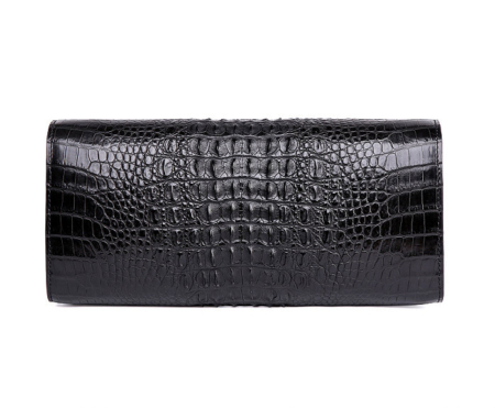 Genuine Crocodile Purse, Crocodile Clutch Bag-Black-Back