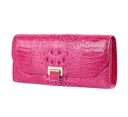 Genuine Crocodile Purse, Crocodile Clutch Bag-Pink