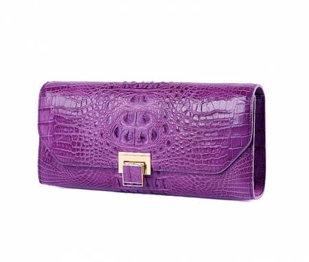 Genuine Crocodile Purse, Crocodile Clutch Bag-Purple