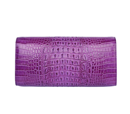 Genuine Crocodile Purse, Crocodile Clutch Bag-Purple-Back