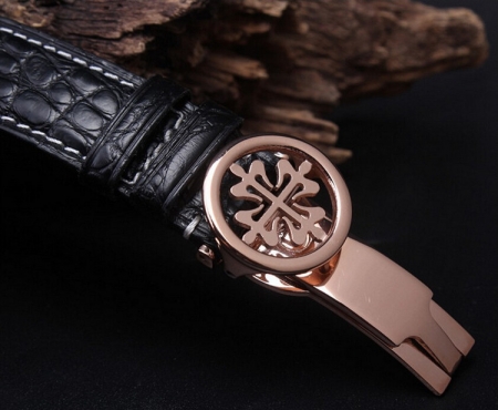 Handmade Genuine Alligator Leather Watch Band-Black-Buckle