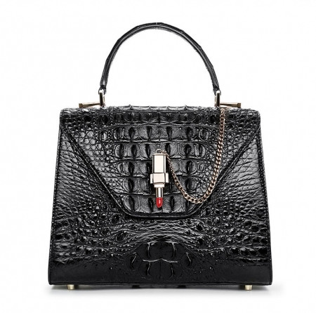 Ladies Evening Crocodile Handbag-Black
