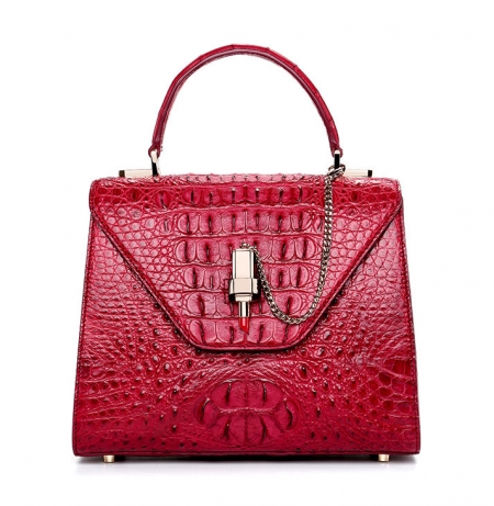 Ladies Evening Crocodile Handbag-Rose red